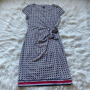 Talbots Black/Red Geometric Kaleidoscope Sheath Dress